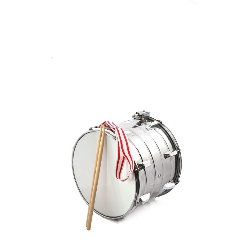 Yapici Bando A-07 35 cm. Orchestral Type Stainless Snare Drum ITH. Fester Mechanismus ITH. mit Corted Strap mit Gürtel und Stick
